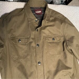 Alesbury flannel-lined shirt jacket in olive green Size Large